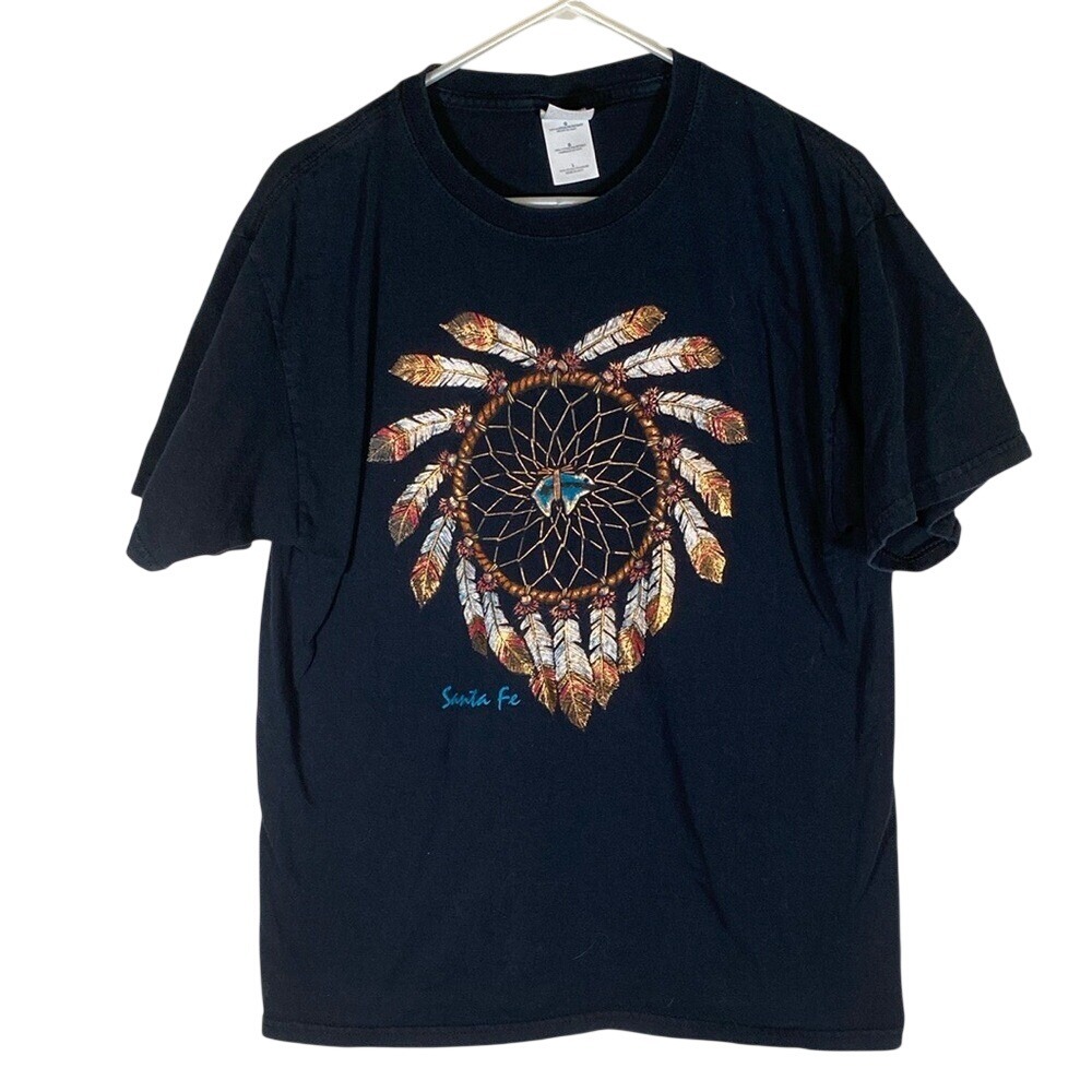 Black Dreamcatcher Graphic T-Shirt Santa fe mens size large unisex hippie boho